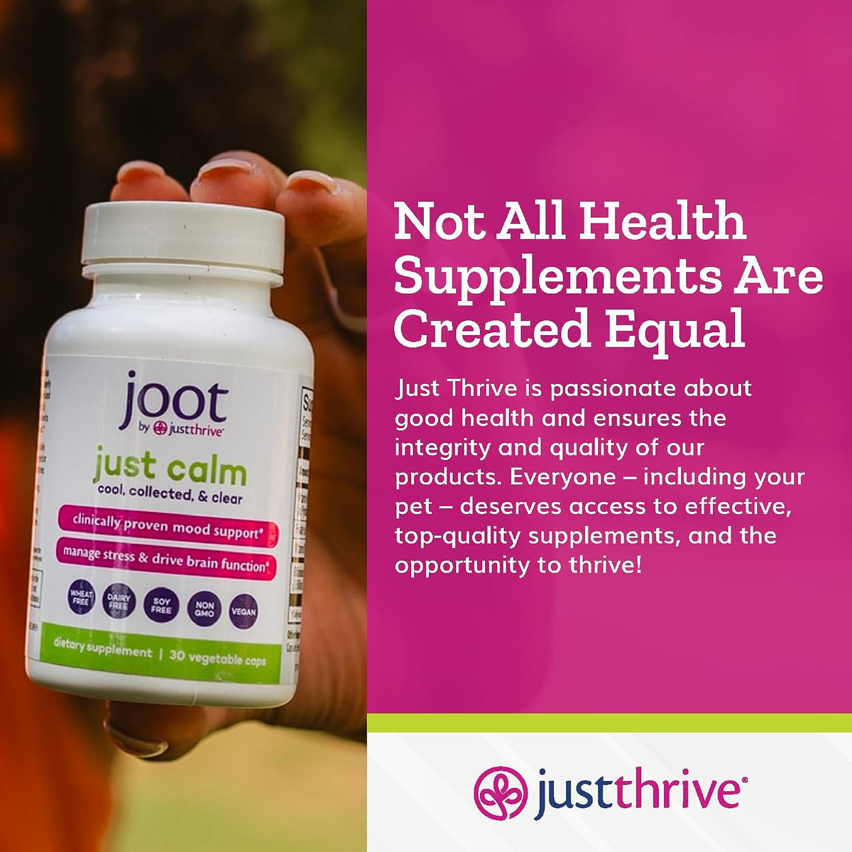 Just Thrive Just Calm - Cortisol Manager with Probiotic BL 1714 & B Vitamins - Vegan Mood & Memory Support - 30 Capsules - görsel 7