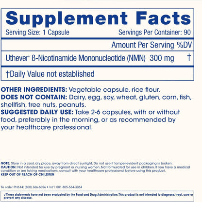 ProHealth NMN Pro 300 (90 Capsules) - Clinically Studied Uthever NMN, NAD+ Precursor for Cellular Energy, Mitochondrial Support & Healthy Ageing