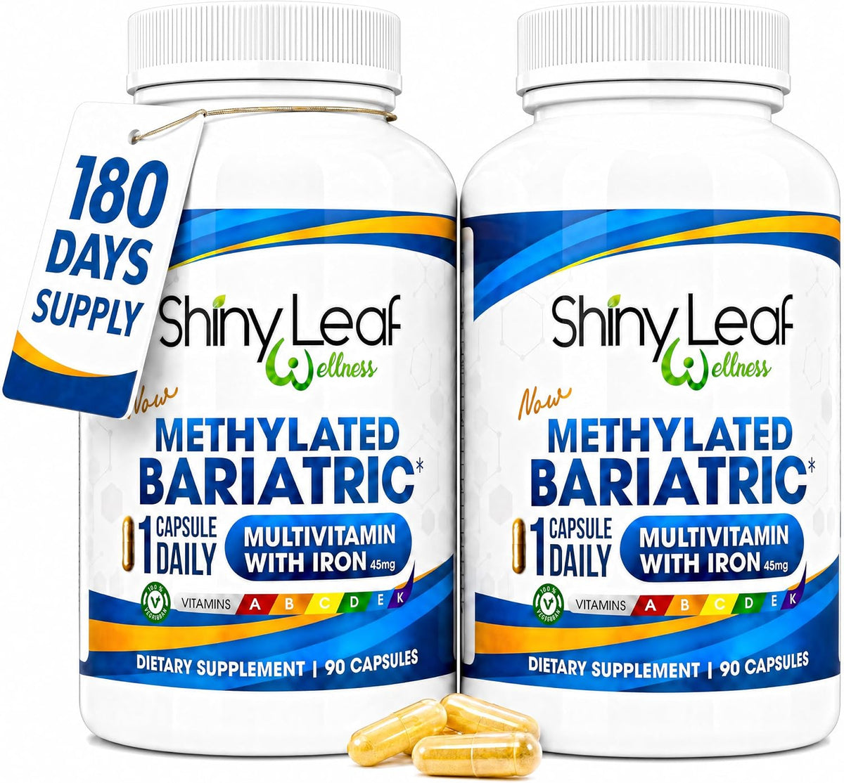 Shiny Leaf Methylated Bariatric Multivitamin with Iron, 180 Capsules - görsel 1