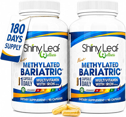 Shiny Leaf Methylated Bariatric Multivitamin with Iron, 180 Capsules
