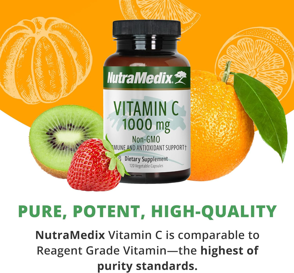 NutraMedix Vitamin C 1000mg – Antioxidant Supplement for Immunity & Heart Health (120 Vegetarian Capsules) - görsel 6