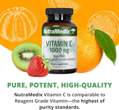 NutraMedix Vitamin C 1000mg – Antioxidant Supplement for Immunity & Heart Health (120 Vegetarian Capsules)
