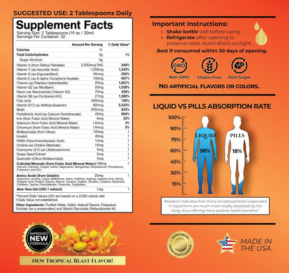 Mega Premium Liquid Multivitamin - Orange Flavour, 32 Servings