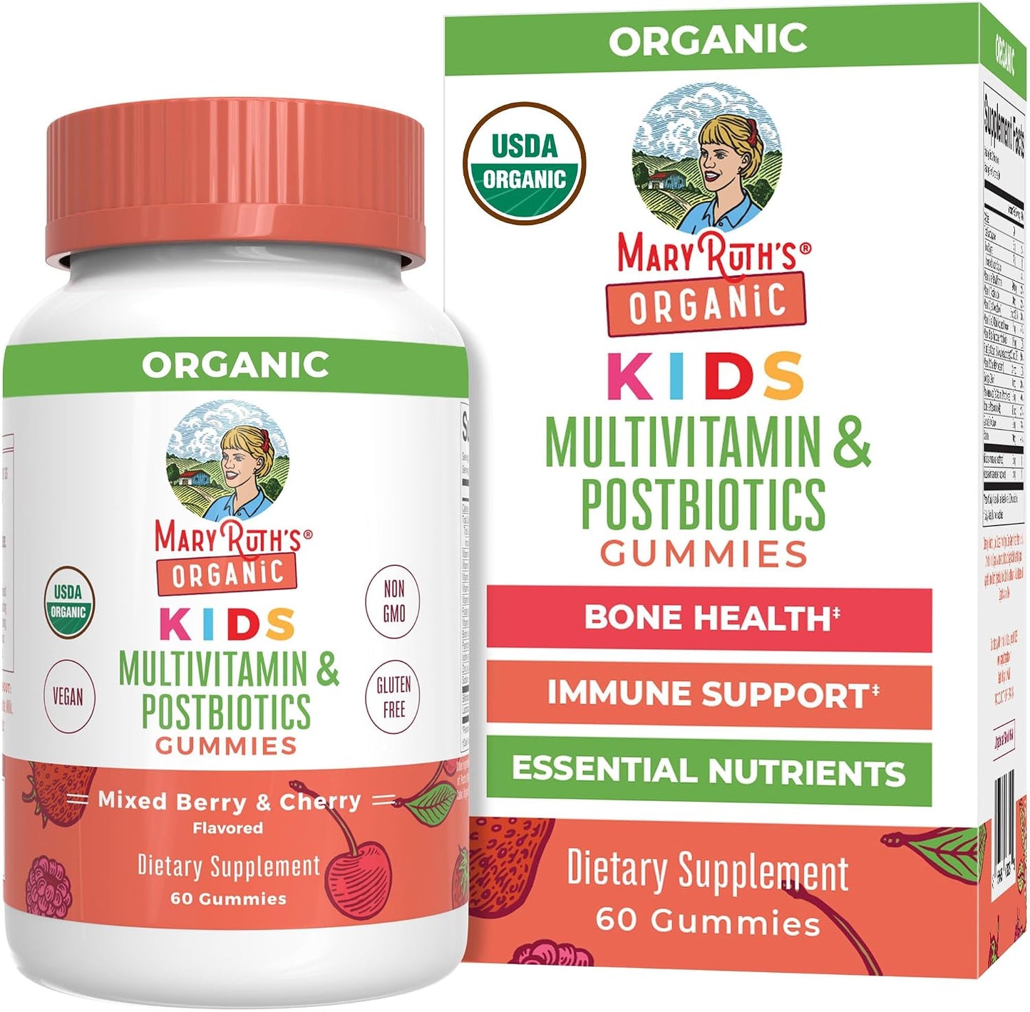MaryRuth's Organic Kids Multivitamin + Postbiotic Gummies, Ages 4 and Over, 60 Gummies - görsel 1