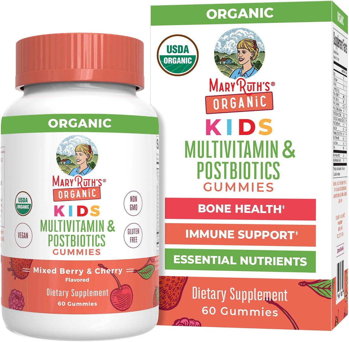 MaryRuth's Organic Kids Multivitamin + Postbiotic Gummies, Ages 4 and Over, 60 Gummies - görsel 1