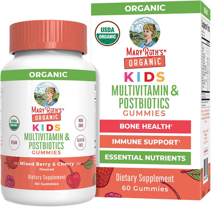 MaryRuth's Organic Kids Multivitamin + Postbiotic Gummies, Ages 4 and Over, 60 Gummies