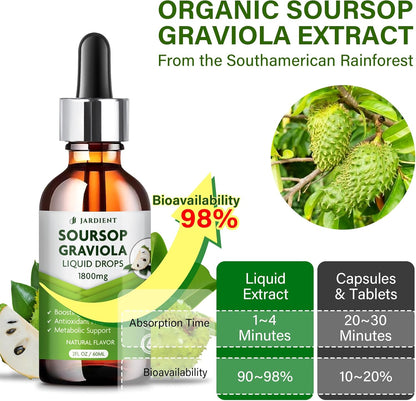 Jardient Soursop Bitters Extract Liquid Oil – Organic Graviola Supplement, 60 ml (2-Pack)