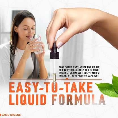 BASIC GREENS Liposomal Vitamin C Liquid 6000mg – High Absorption Supplement for Immune & Skin Health (60 ml)