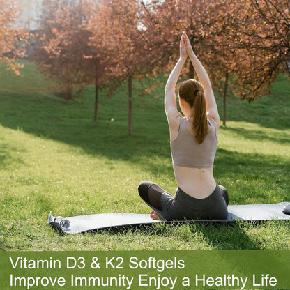 300 Pcs 2 in 1 Vitamin D3 10000 IU Plus K2 (MK-7) 200 mcg, Coconut Oil Soft gel capsules with Vitamins D & K