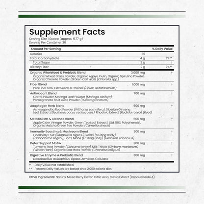 Nature's Pure Blend Super Greens Powder – Organic Greens Superfood Powder, Matcha Flavour, 30 Servings