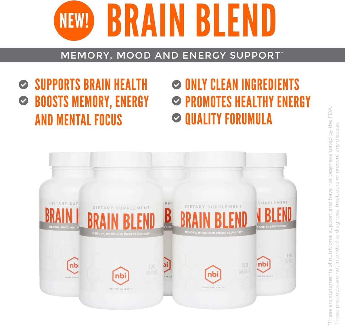 NBI Brain Blend for Memory, Focus, Concentration & Cognitive Function - Caffeine-Free Nootropic with ALCAR, Alpha Lipoic Acid, Huperzine A, Turmeric - 120 Capsules - görsel 9