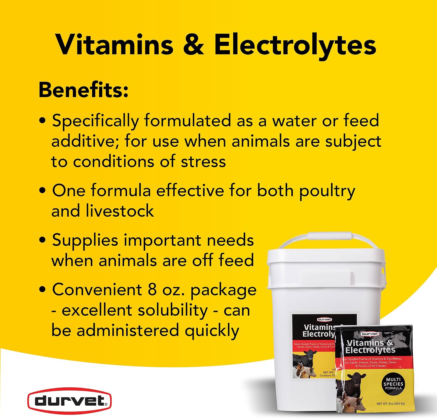 DURVET Vitamins & Electrolytes - Water Soluble Premix for Poultry & Livestock, 8 oz - görsel 2