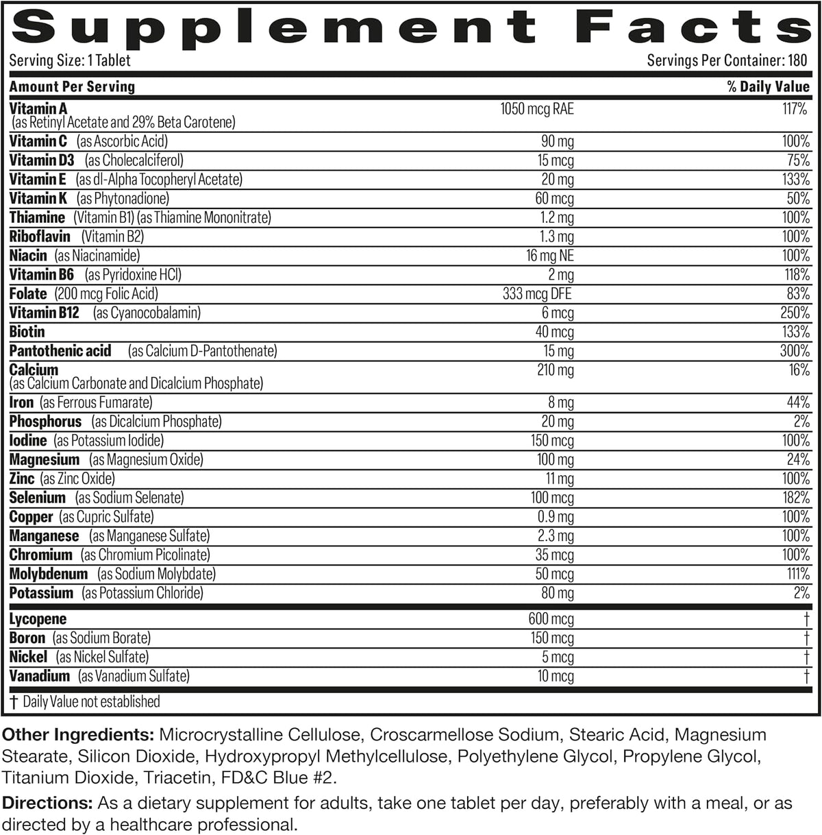 Bronson ONE Daily Men’s Complete Multivitamin Multimineral Once-Daily Multi for Active Men, 180 Tablets - görsel 8