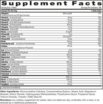 Bronson ONE Daily Men’s Complete Multivitamin Multimineral Once-Daily Multi for Active Men, 180 Tablets