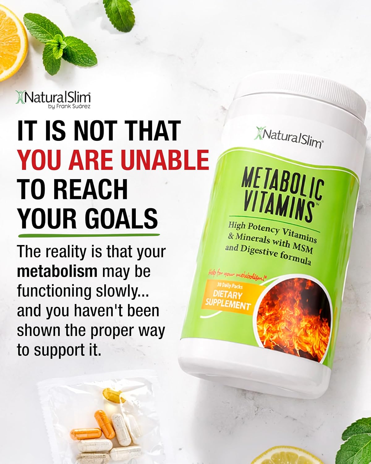 NaturalSlim Metabolic Vitamins – Multivitamin for Women and Men with B Complex, Niacin and Digestive Enzymes - görsel 3