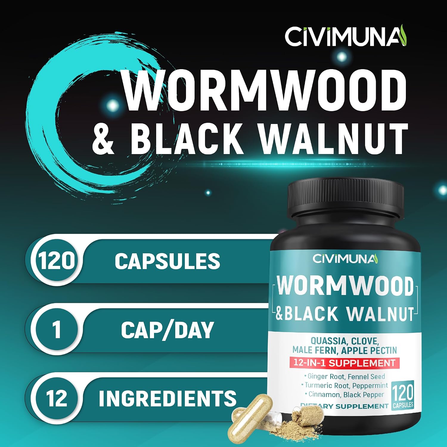 Wormwood Extract Capsules with Black Walnut Leaves & Quassia - 120 Capsules - görsel 7