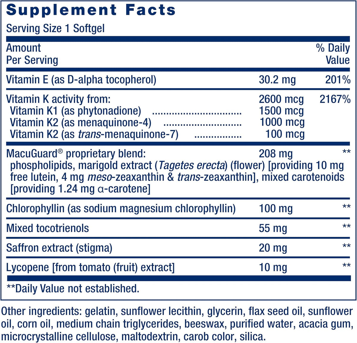 Life Extension Once-Daily Health Booster - Daily Multivitamin with Vitamin K, E, Saffron & Lutein - 60 Softgels - görsel 3