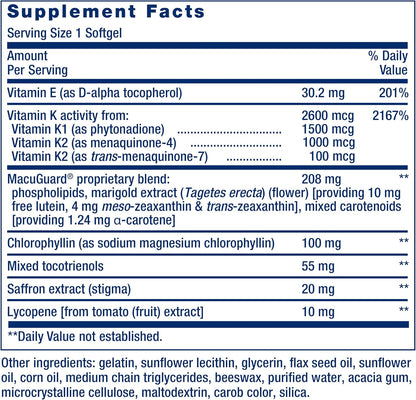 Life Extension Once-Daily Health Booster - Daily Multivitamin with Vitamin K, E, Saffron & Lutein - 60 Softgels