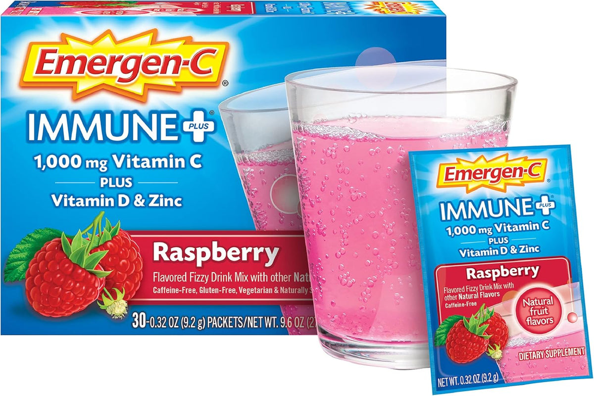 Emergen-C Immune+ 1000mg Vitamin C Powder – Raspberry – 30 Packets - görsel 4