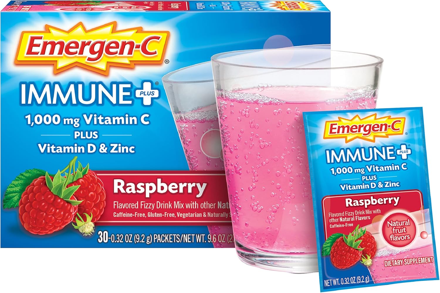 Emergen-C Immune+ 1000mg Vitamin C Powder – Raspberry – 30 Packets - görsel 4