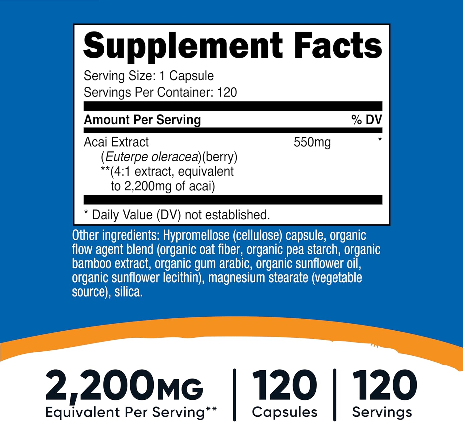 Nutricost Acai Extract 120 Capsules - 550mg per Serving, Non-GMO, Gluten-free, Vegetarian - görsel 2