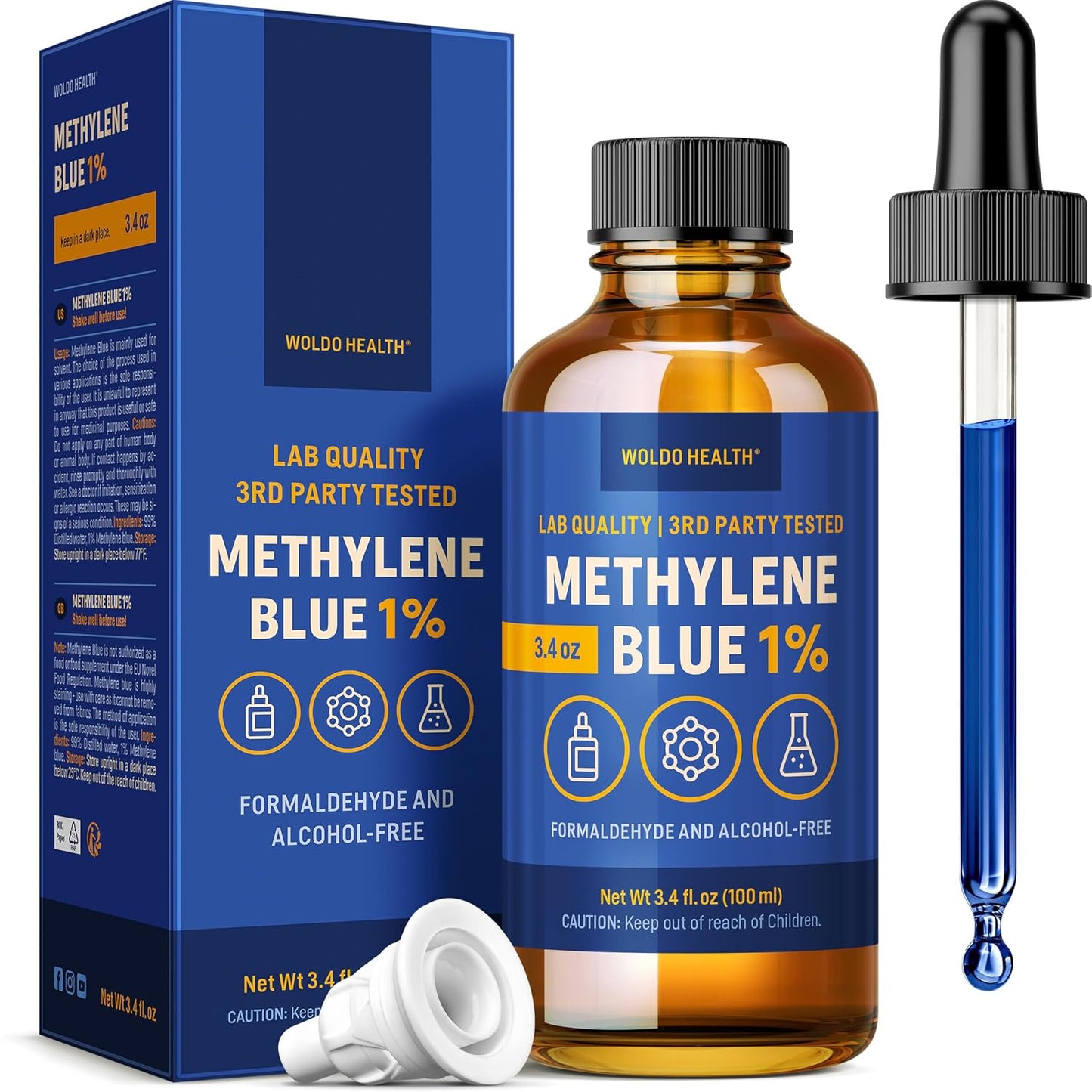 WoldoHealth DMSO 10% with Methylene Blue 1% - 3.4oz Amber Glass Bottle with Precision Dropper - görsel 10
