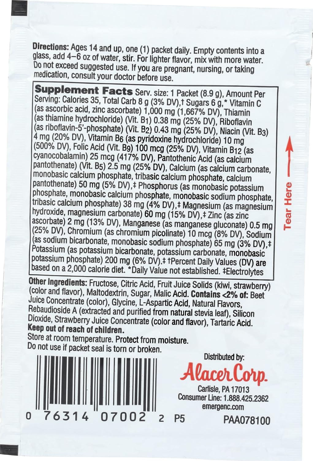 ALACER Strawberry Kiwi Emergen C Packet – 8.8 g Single Serve - görsel 2