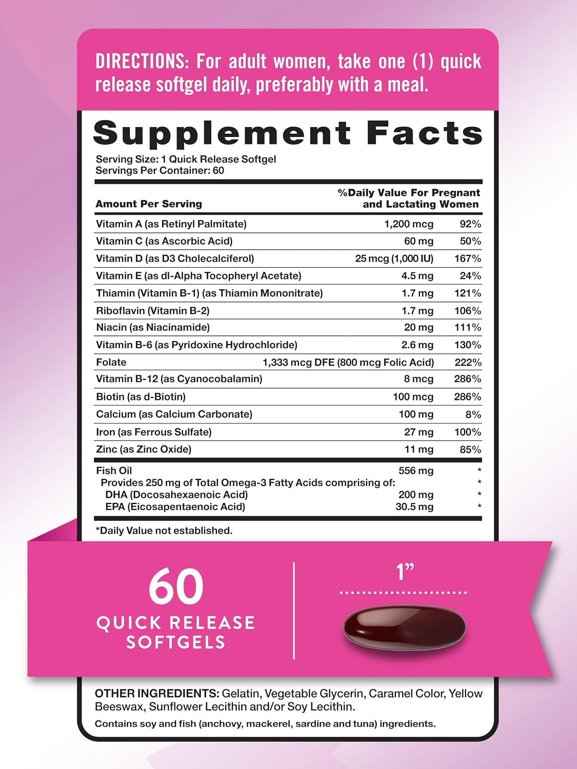 Nature's Truth Prenatal Food Supplement with DHA and Folic Acid – 60 Softgels – Image 2
