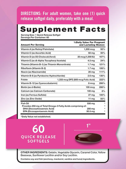 Nature's Truth Prenatal Food Supplement with DHA and Folic Acid – 60 Softgels – Image 2