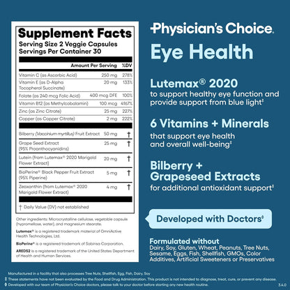 Physician's Choice Eye Health – Lutein, Zeaxanthin and Bilberry Extract