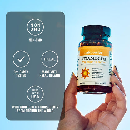 NatureWise Vitamin D3 10,000 IU (250 µg) - 90 Mini Soft gel capsules