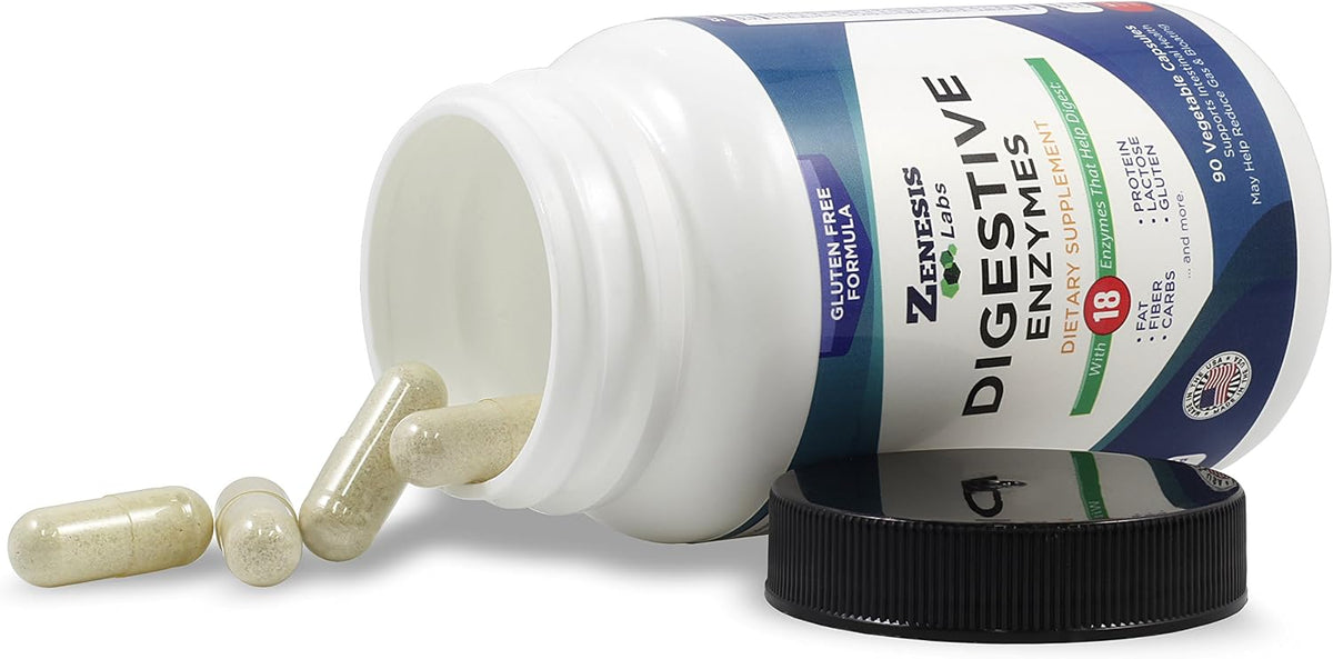 Digestive Enzymes - with Amylase, Bromelain, Protease, Lipase & 14 Other Enzymes - 90 Capsules - görsel 6