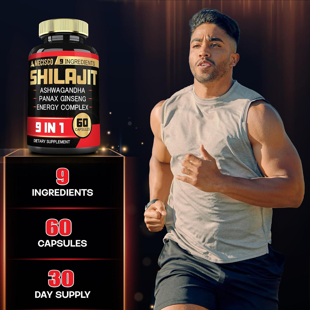 Shilajit Supplement with Ashwagandha Root, Panax Ginseng, L-Arginine, Chaga & More - Immune Support, Energy Production, Stamina & Comfortable Mood - 60 Capsules - görsel 4