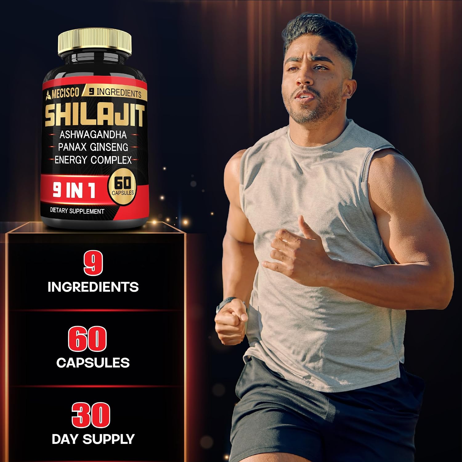 Shilajit Supplement with Ashwagandha Root, Panax Ginseng, L-Arginine, Chaga & More - Immune Support, Energy Production, Stamina & Comfortable Mood - 60 Capsules - görsel 4