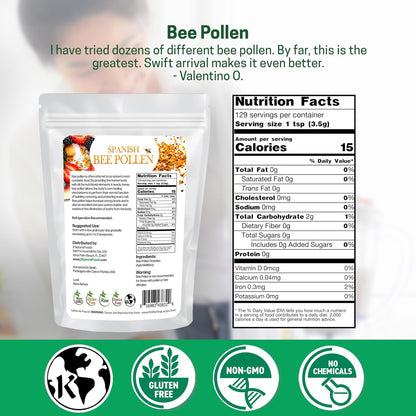 Z Natural Foods Spanish Bee Pollen Granules - Raw & Pure, 454 g
