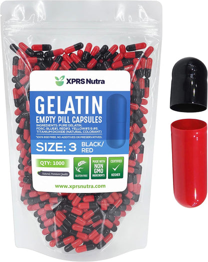 XPRS Nutra Size 3 Empty Capsules - 1000 – 100% Bovine Gelatine: Pure and natural, no additives or preservatives. – Image 1
