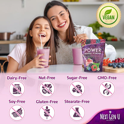Super Berry Powder - 4 Pack, 150g Each - Immune Support - Food Supplement - Superfood Berries - Smoothie Mix for Shakes - Healthy Boost for Detox Juice Beverages or Any Drink - by NextGenU