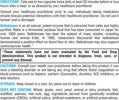 XYMOGEN Nattokinase - Vegan Enzyme Supplement for Circulatory Wellness - 100 mg - 120 Capsules