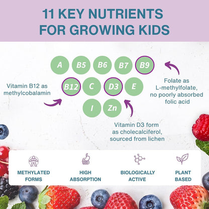 Igennus Methylated Children's Multivitamin Gummies | Sugar-Free Natural Berry | Age 4+ | 90 Gummies