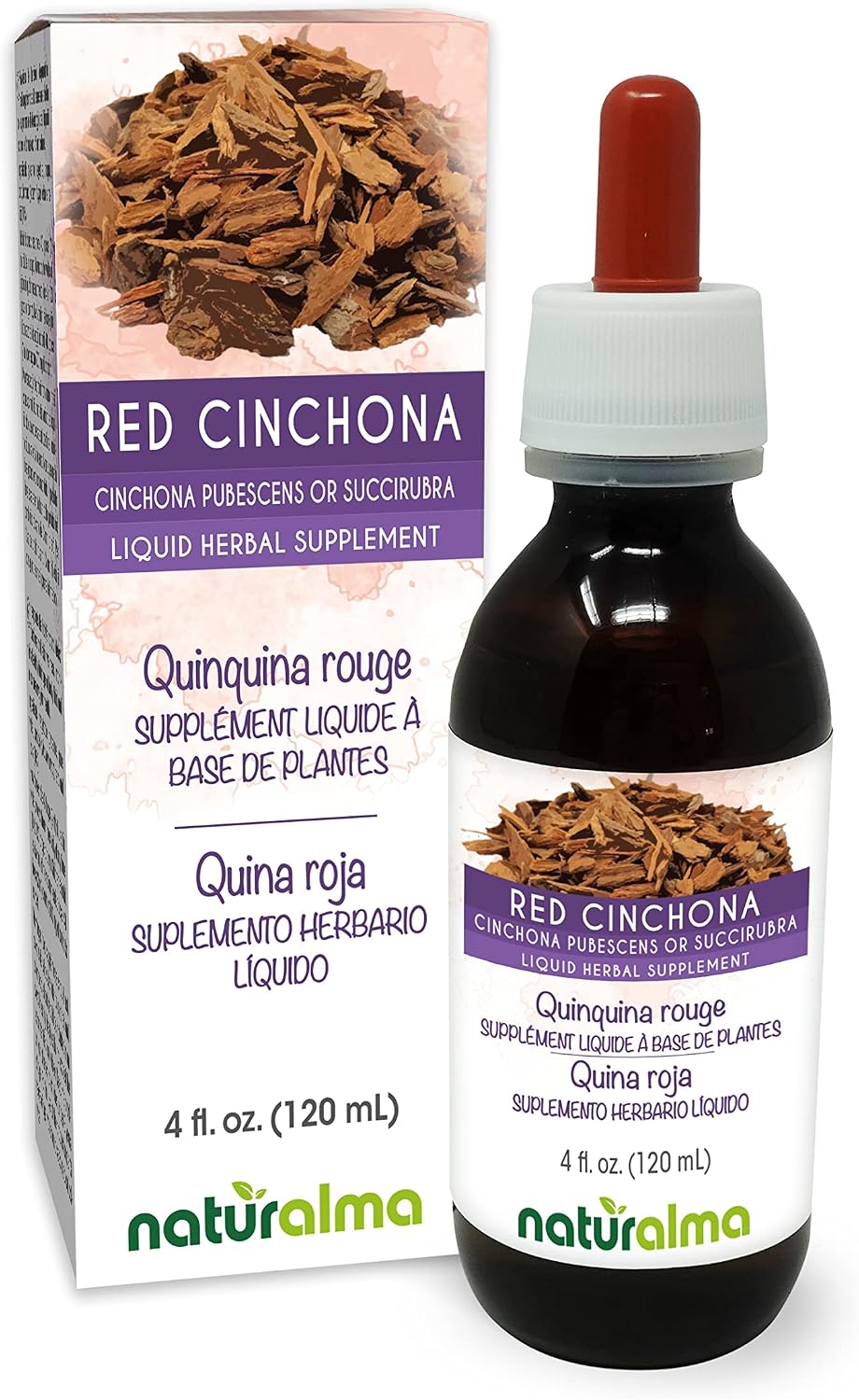 Naturalma Red Cinchona Bark Alcohol-Free Tincture - Quinine Supplement - 118 ml - görsel 1