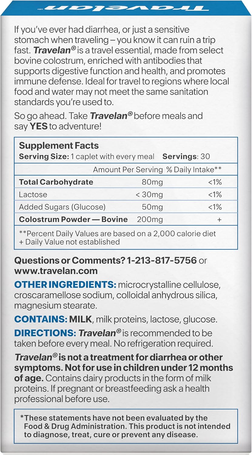 Travelan Anti Diarrhoea Pills – Natural Colostrum Supplement for Digestive & Immune Support, 30 Count - görsel 7