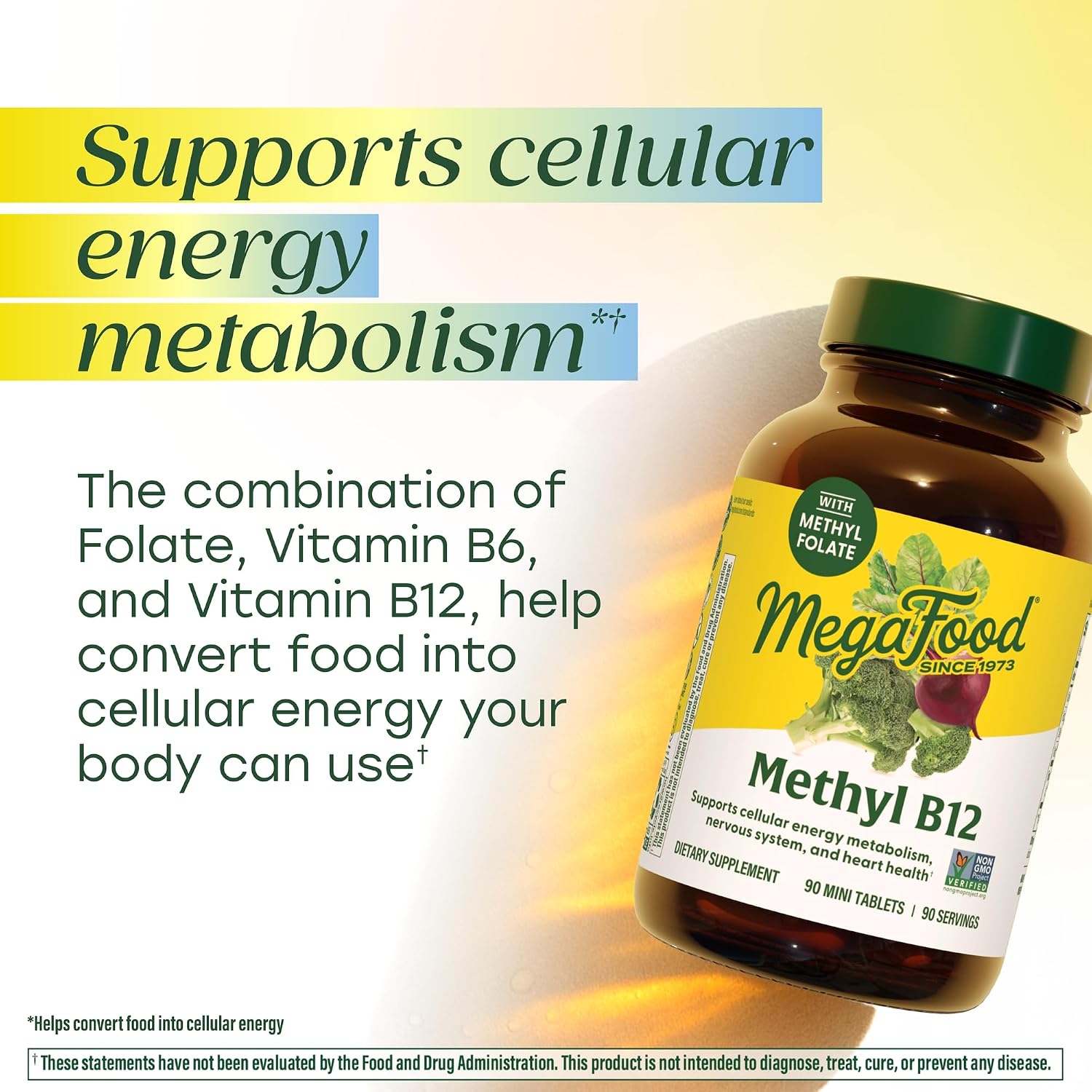 MegaFood Methyl B12 - Vegan - Methyl Folate, Vitamin B12 & B6 - 90 Tablets - görsel 3