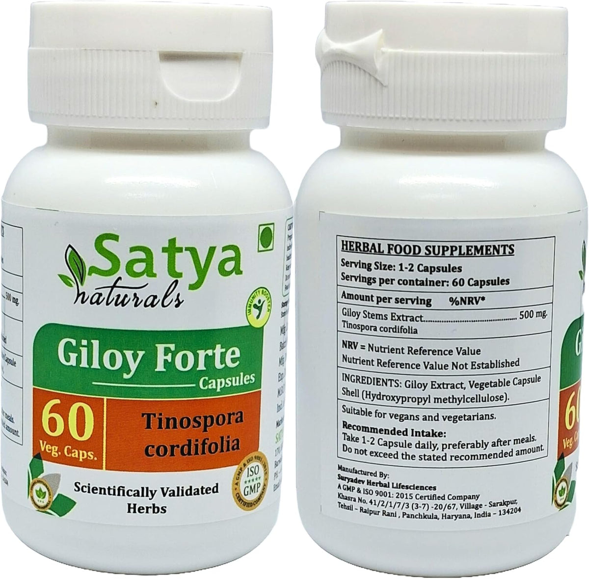 Satya Naturals Giloy Forte Capsules 500 mg - 120 Vegetable Capsules (2-Pack) - Guduchi (Tinospora Cordifolia) Extract - Ayurvedic Supplement - görsel 2