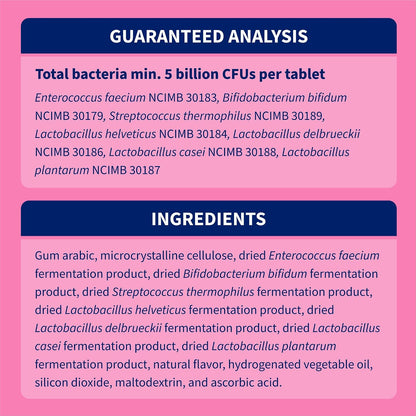 Nutramax Proviable Probiotics for Dogs - Daily Digestive Health Supplement with Prebiotics, 60 Chewable Tablets