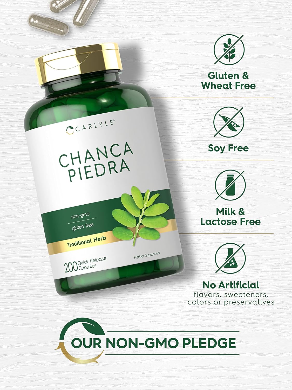 Carlyle Chanca Piedra Capsules | 500mg | 200 Capsules | Traditional Herb | Non-GM and Gluten-Free Supplement - görsel 4