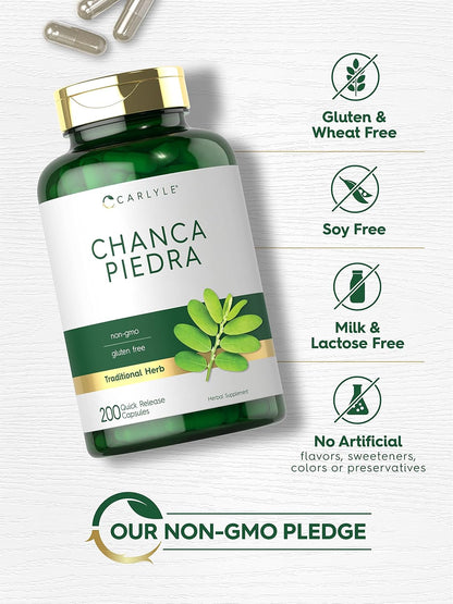 Carlyle Chanca Piedra Capsules | 500mg | 200 Capsules | Traditional Herb | Non-GM and Gluten-Free Supplement