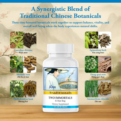 Kan Herbs Two Immortals – Traditional Chinese Herbal Formula for Menopause Support, 120 Tablets