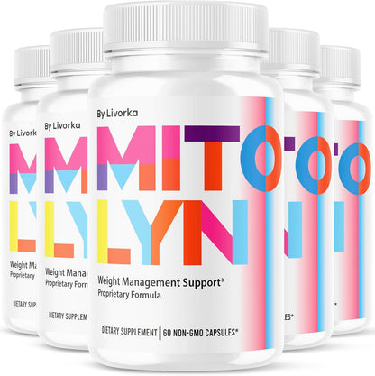(5 Pack) Mitolyn Capsules – Official Mitolyn Weight Food Supplement Support – Maximum Strength, Natural Mito Lyn Vitamins for Overall Health & Wellbeing, 300 Capsules for 5 Months