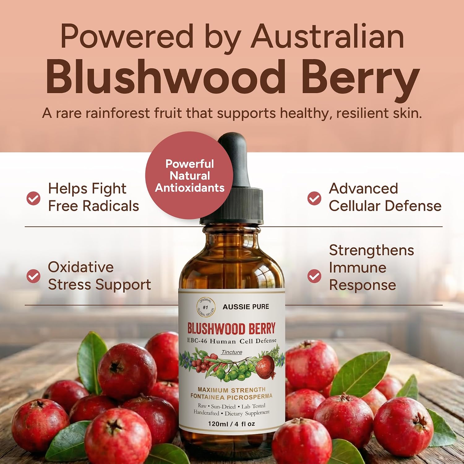 Aussie Pure Blushwood Berry EBC-46 Tincture – Immune & Cell Defence Supplement – 120ml - görsel 3