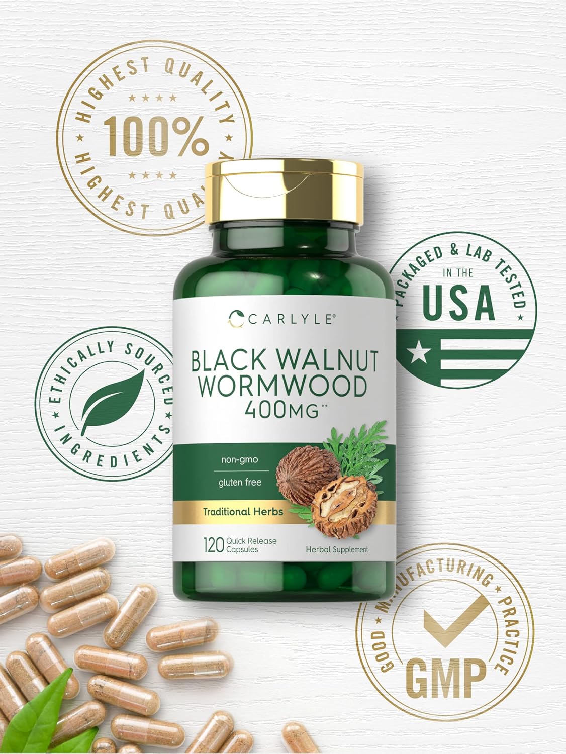 Carlyle Wormwood Black Walnut Herbal Complex - 120 Capsules - görsel 5